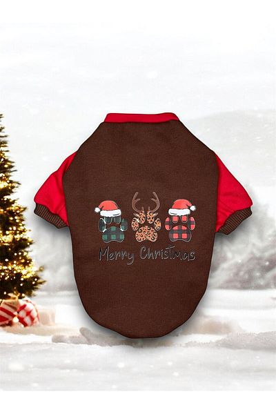 PetiliDünya Santa Claus Dog Pattern Cat Outfit - Christmas Sweatshirt