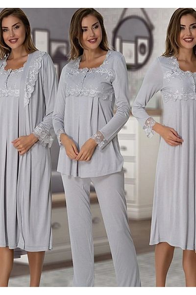 by İGP Long Sleeve Maternity Maternity Nightgown Sleepwear Set