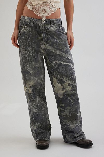 september island Baggy Cut Forest Camouflage Patterned Jeans