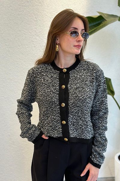 novon Cardigan premium cu guler de judecător cu detaliu de nasturi aurii (compatibil cu MĂRIMEA 34-42)