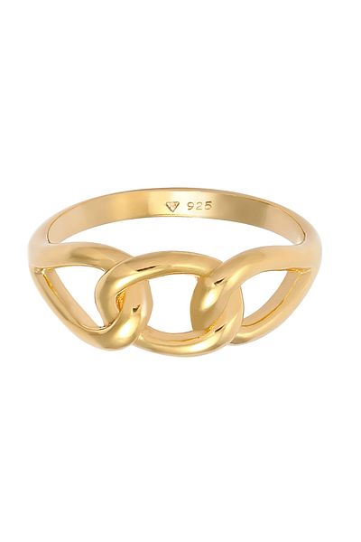 ELLI Ring Woman Knot Symbol Chain Look In 925 Sterling Silver Gold Plated