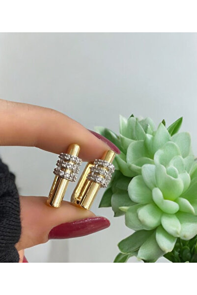 Bade Vip Serisi Serenay Leyla Zirkon Taşlı Gold Küpe