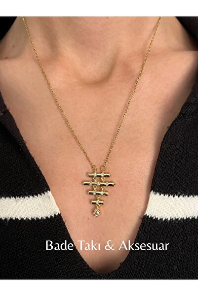 Bade Vip Series Serenay Leyla Model Zircon Stone 316L Steel Necklace