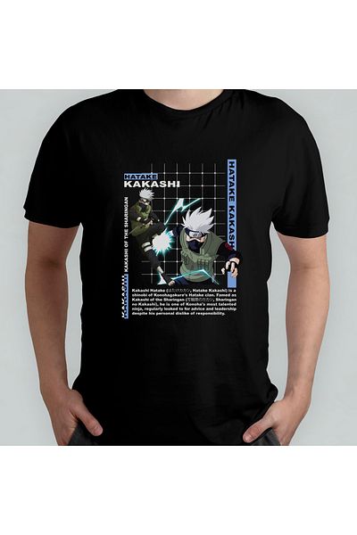 Pixxa Μπλουζάκι Naruto Kakashi Hatake με μοτίβο 100% βαμβακερό λαιμόκοψη - Μοντέλο 8