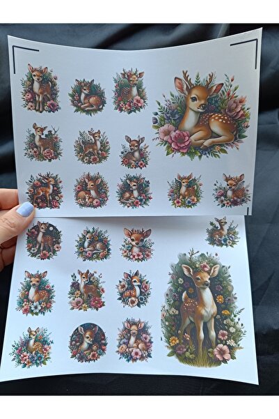 Pink Swan Craft Set de autocolante vintage pentru căprioare, jurnal cu glonțu...