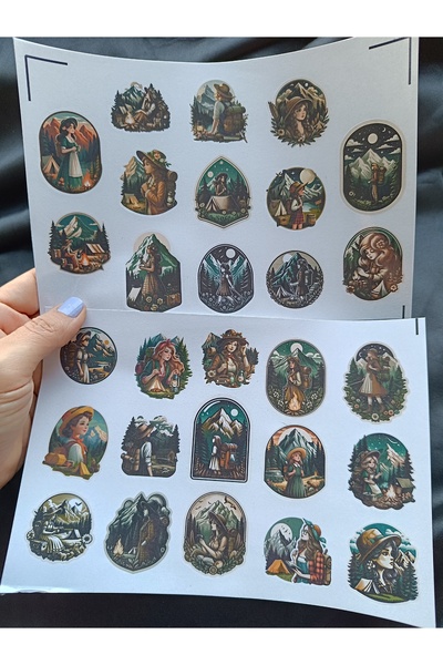 Pink Swan Craft Set naljepnica za kampovanje u vintage stilu, Bullet Journal,...