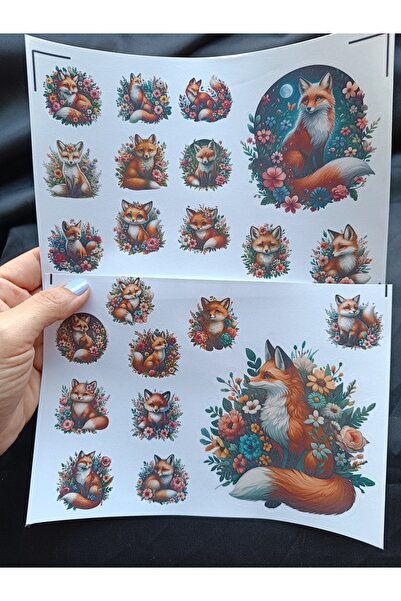 Pink Swan Craft مجموعة ملصقات الثعالب الزهرية العتيقة، مجلة رصاصة، ملصقات مخططة