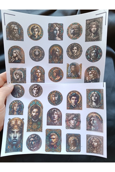 Pink Swan Craft Набір етикеток Vintage Vitray Portreler, Bullet Journal, накл...