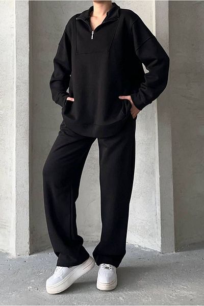 Moda Rosa 25K2217 - Black - Zippered Triple Charton Suit