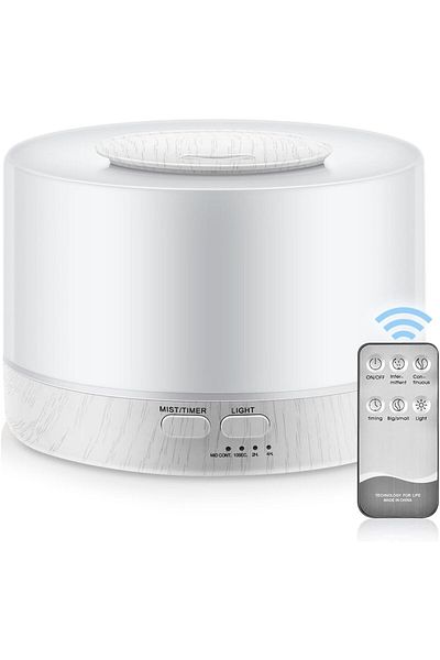 COOYA Essential Aromatherapy Diffuser, 500ML Air Humidifier, Waterless Auto Off, Remote Control(White)