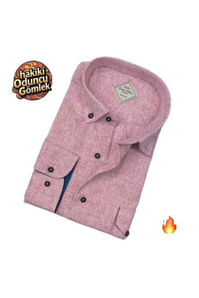 EREN STYLE Cămașă de iarnă din bumbac cu mânecă lungă pentru bărbați (forma n...