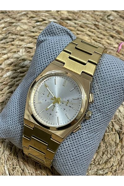 Brality Men's Watch - Steel Band, Gold Color, White Dial - 6056
