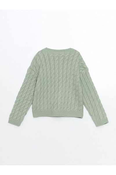 LC Waikiki Lcw Eco Green Crew Neck Girl's Knitwear Sweater