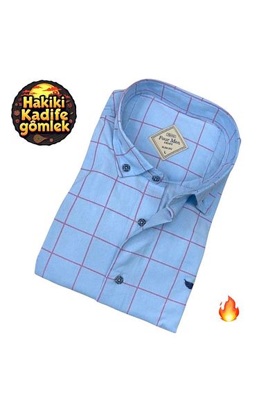 EREN STYLE Cămașă de iarnă din bumbac cu mânecă lungă pentru bărbați (REGULAR MOLD)
