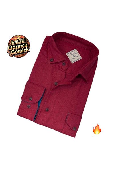 EREN STYLE Cămașă de iarnă din bumbac cu mânecă lungă pentru bărbați (REGULAR MOLD)