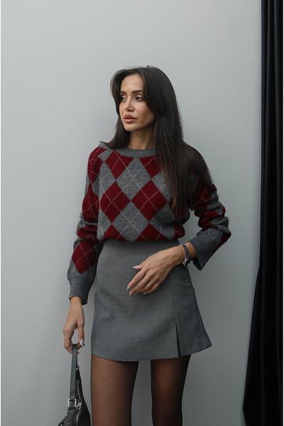 Havoş Pulover gri Haley cu model diamantat