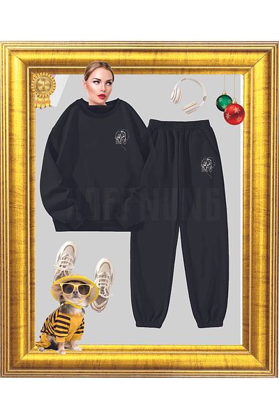 HOFFNUNG Paris Eiffel Tower Printed Set - Full Pants Set