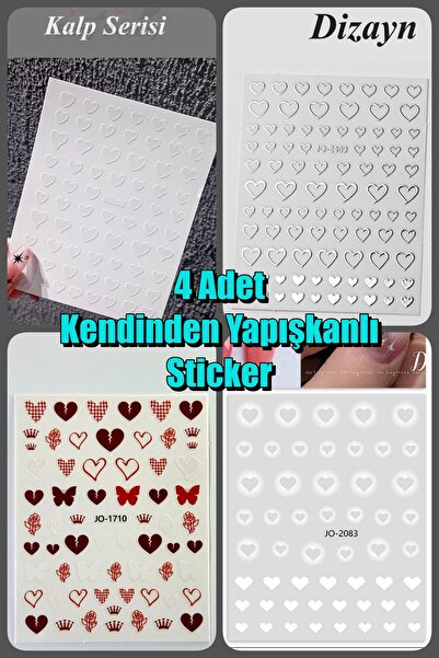 Easy Beauty 4 Adet Kendinden Yapışkanlı Tırnak Sticker, Nail Art, Tırnak Süsl...