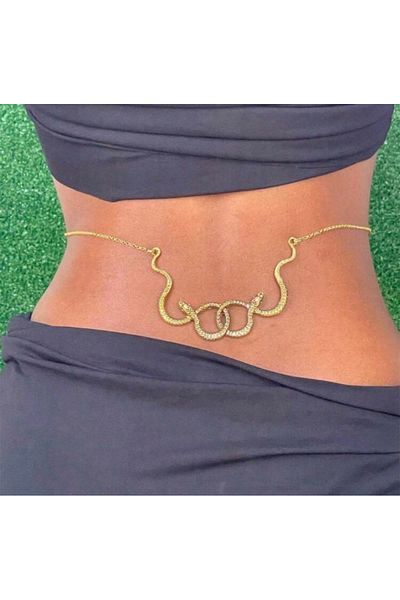 La Saade Imported Y2K Snake Figured Waist Chain Accessory