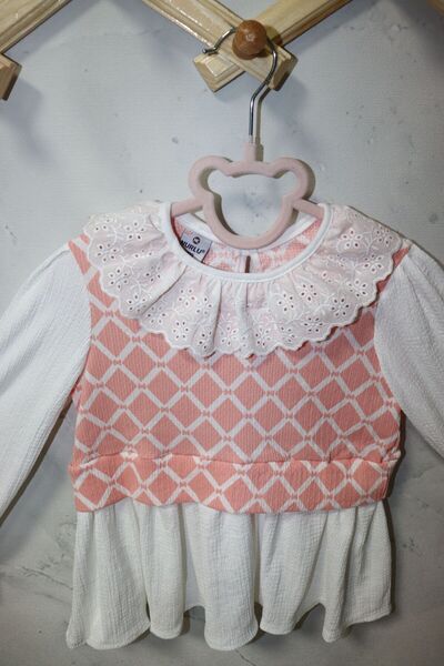 FESSHERA Girl's Diamond Patterned 2-Piece Set Elegance and Comfort Together - Special Patterned Double Set