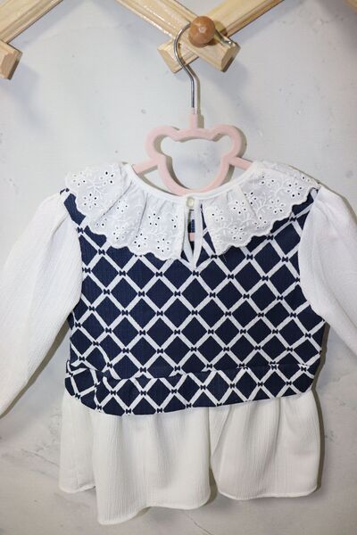 FESSHERA Girl's Diamond Patterned 2-Piece Set Elegance and Comfort Together - Special Patterned Double Set