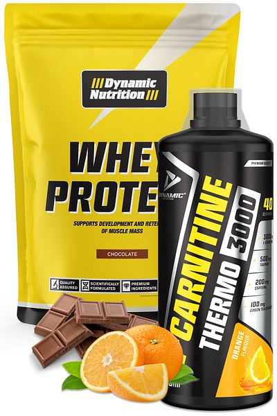 Dynamic Nutrition Fat Burning Support Pack - Whey Protein Powder - 420 g - Chocolate + Thermo L-Carnitine 3000 Mg 1 Lt