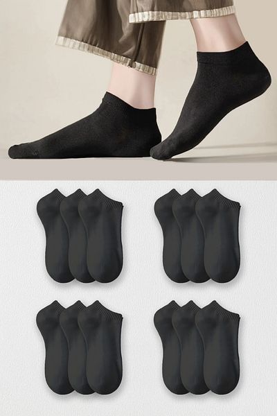 BLACK DEER 12 чифта чорапи до глезена от памук и бамбук, унисекс, мъжки, дамски