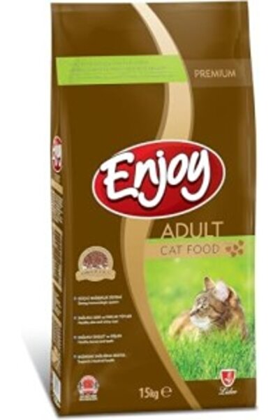 Enjoy Kuru Kedi Maması, Tavuklu, Yetişkin, 15 Kg Kahverengi