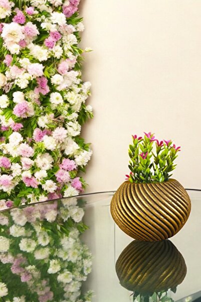 Evene Mini Çiçek Saksı Küçük Sukulent Altın Eskitme Kaktüs Saksısı Model 1