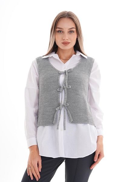 ŞİMAL Vestă tricotată cu cravată în față pentru femei 245329   -