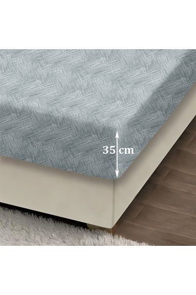Evim طقم ملاءات مطاطية من القطن النيلي مفتوح دائمًا مقاس 100 × 200 + 35 سم 50 × 70 سم 1 × كيس وسادة