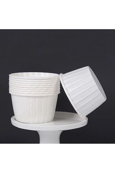 Zanzibar White Color 50 Pieces of Muffin Cupcake Cake Mold Container Capsule That Can Enter the Oven 6.5X4Cm