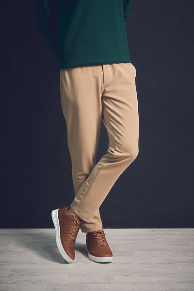 Fulla Moda Ελαστικό ίσιο παντελόνι μέσης με κουμπιά