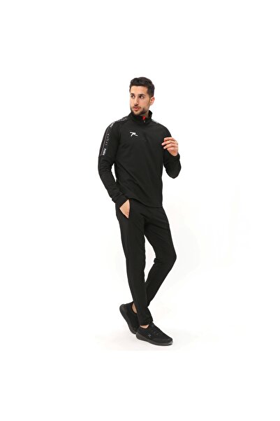 raru Corpus Black Tracksuit Set - Half Zipper