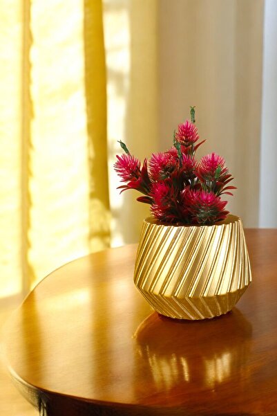 Evene Saksı Büyük Saksı Çiçek Saksısı Büyük Boy Saksı Salon Saksısı Model 6 Altın Saksı