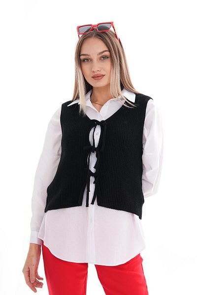 ŞİMAL Vestă tricotată cu cravată în față pentru femei 245329   -
