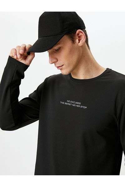 Koton Long Sleeve T-Shirt Sports Slogan Printed Crew Neck