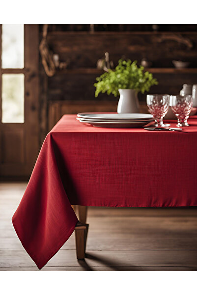 KAMİZ Red Tablecloth (Water and Stain Repellent Feature)