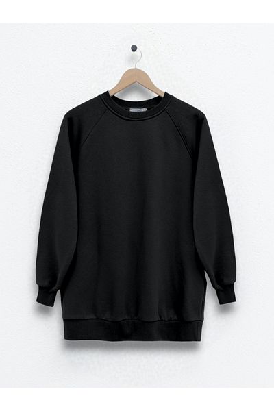 Modamorfo Crew Neck Three Thread Raised Sweat - μαύρο