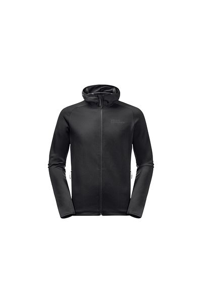 Jack Wolfskin Черен стандартен мъжки суитшърт с термо полар 1710541 -6000 Baiselberg с качулка Fz m