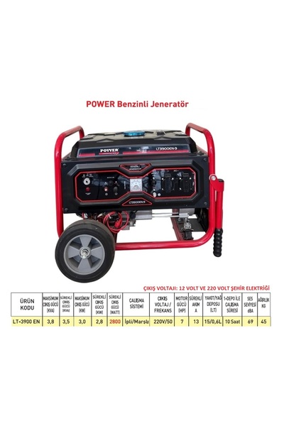 POWER Lt3900 En 3.8 Kva Benzinli Jeneratör Ipli Marşlı