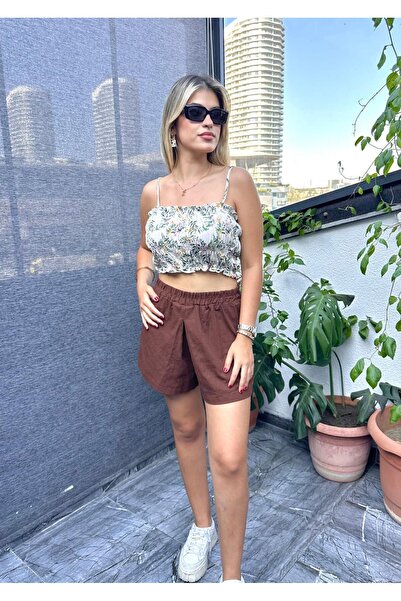 Kübra Tekstil Sa deznom Skraćeni kroj Top, ženska bluza, bustier, Pamuk komad...