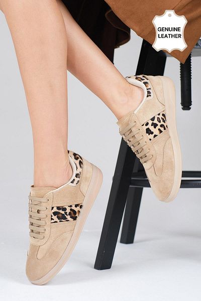 Mio Gusto Dámské ležérní tenisky Nicole Genuine Suede Leopard Print