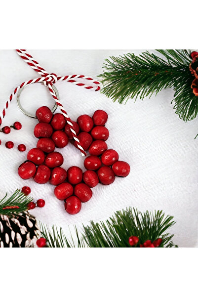 Nilgün Baymış Neva Konsept Hediyelik Yılbaşı hediyesi kırmızı yıldız anahtarlık ve kartı Yeni Yıl Hediyesi 1 Adet