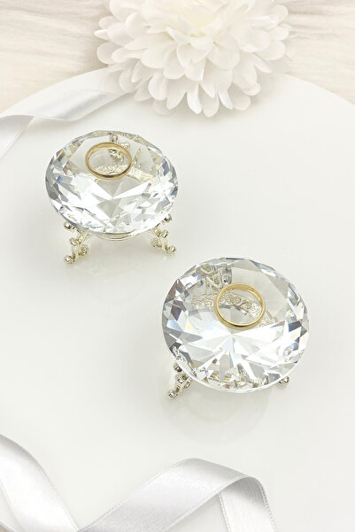 ZEYMERADE Inel de sticlă din argint sterling din 2 piese și tavă decorativă de logodnă - ceașcă pentru cafea și turmerică