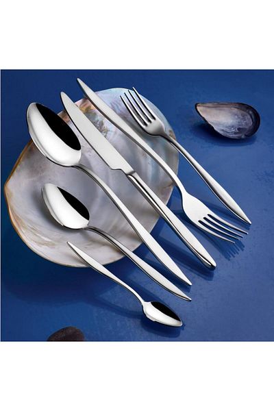 SILA 36 Pieces 6 Person Magnolia Simple Fork Spoon Blade Set