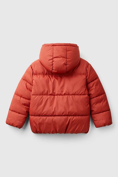 Benetton Boy's Red Hooded Brick Coat