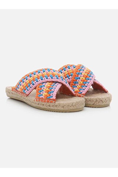 Su Espadril Kinsee Turuncu-pembe Örgü Kadın Espadril Terlik