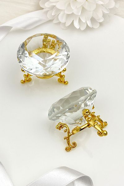 ZEYMERADE Gold 2-Piece Glass Ring Riser and Groom Coffee Presentation Tray
