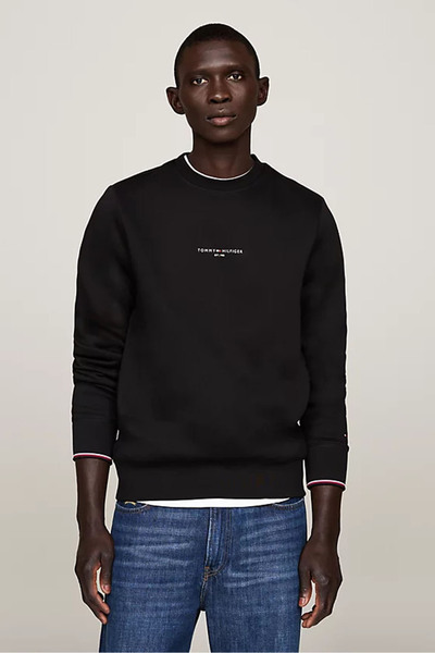 Tommy Hilfiger Erkek Yuvarlak Yaka Kazak - Siyah